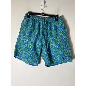 Men's Three Islands Blue Green Fish Swim Suit Sz 34
